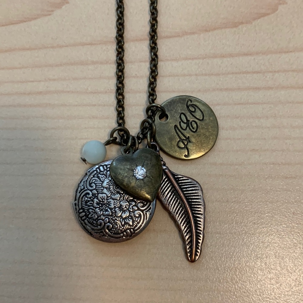 American Eagle locket and charm necklace